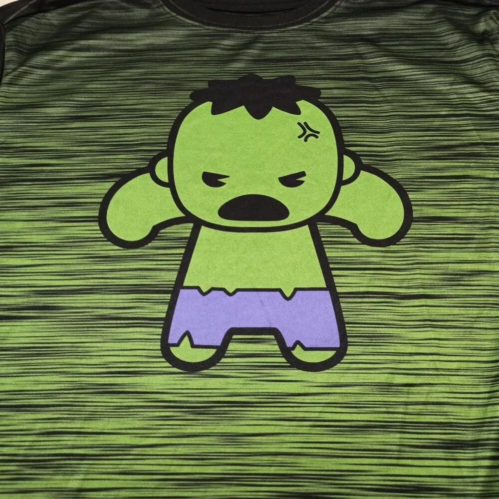 Marvel Baby Hulk Pop‎ Mens T-Shirt Polyester Black and Green Sz Large